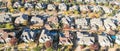 Panoramic top view new development residential neighborhood in Cedar Hill at morning fall light