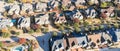 Panoramic top view new development residential neighborhood in Cedar Hill at morning fall light