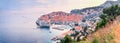 Panoramic top view of the Old Town of Dubrovnik, banner, panorama in beautiful evening light at sunset Royalty Free Stock Photo