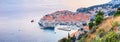 Panoramic top view of the Old Town of Dubrovnik, banner, panorama in beautiful evening light at sunset Royalty Free Stock Photo