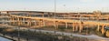 Panoramic top view stack highway viaduct with traffic near Dallas, America Royalty Free Stock Photo
