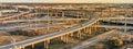 Panoramic top view stack highway viaduct with traffic near Dallas, America Royalty Free Stock Photo