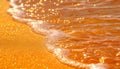 Panoramic tropical beach sunset inspiring seascape with golden sky and calm sand Royalty Free Stock Photo