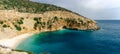 Panoramic tropical sea and beach landscape from Kaputas, Antalya, Turkey. Holiday, travel and tourism concept Royalty Free Stock Photo