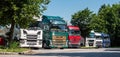 Panoramic truck on motorway rest area Royalty Free Stock Photo