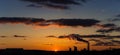 Panoramic twilight landscape of sunset and sky with clouds