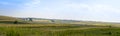 Panoramic agricultural fields in autumn