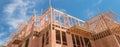 Panoramic upward view of multistory apartment building with patio under construction near Dallas Royalty Free Stock Photo