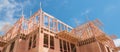 Panoramic upward view of multistory apartment building with patio under construction near Dallas Royalty Free Stock Photo