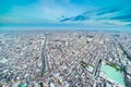 Panoramic urban city skyline aerial view under twilight sky and neon night in tokyo, Japan Royalty Free Stock Photo