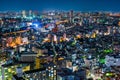 Panoramic urban city skyline aerial view under twilight sky and neon night in tokyo, Japan Royalty Free Stock Photo