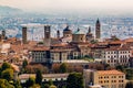 Panoramic veiw on old city Citta Alta in Bergamo with historic buildings. Royalty Free Stock Photo