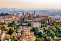 Panoramic veiw on old city Citta Alta in Bergamo with historic buildings. Royalty Free Stock Photo