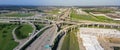 Panoramic vertical view Katy freeway Interstate 10 with clear bl Royalty Free Stock Photo