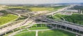 Panoramic vertical view Katy freeway Interstate 10 stack interchange Royalty Free Stock Photo