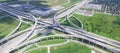 Panoramic vertical view Katy freeway Interstate 10 stack interchange Royalty Free Stock Photo