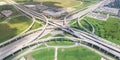 Panoramic vertical view Katy freeway Interstate 10 stack interchange Royalty Free Stock Photo