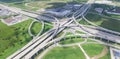 Panoramic vertical view Katy freeway Interstate 10 stack interchange Royalty Free Stock Photo