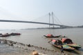 Panoramic Vidyasagar Setu BidyasagÃÂ´r Setu or Second Hooghly Bridge during sunset. Famous longest cable stayed toll bridge over