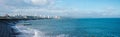 A panoramic view of Aberdeen Beach and John Codona`s leisure centre Royalty Free Stock Photo