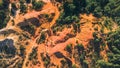 Panoramic view from above on Abstract Rustrel canyon. Colorado Provencal, France Royalty Free Stock Photo