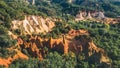 Panoramic view from above on Abstract Rustrel canyon. Colorado Provencal, France Royalty Free Stock Photo