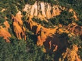 Panoramic view from above on Abstract Rustrel canyon. Colorado Provencal, France Royalty Free Stock Photo