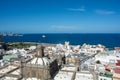 Town with part of the Santa Ana Cathedral and view of the harbor in Las Palmas on Gran Canaria, Spain Royalty Free Stock Photo