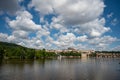 Panoramic view above at Charles Bridge Prague Castle and river Vltava Prague Czech Republic Royalty Free Stock Photo