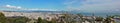 Panoramic view above city Barcelona from Saglada Familia to harbor Royalty Free Stock Photo