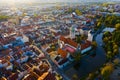 Panoramic view from above on the city Ceske Budejovice.