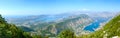 Panoramic view from above of the Kotor and Tivat Bay, Montenegro Royalty Free Stock Photo