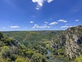 Panoramic view from above Krka River near Roski Slap in Dalmatia, Croatia Royalty Free Stock Photo