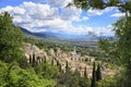 A panoramic view from above to the city of Assisi in Umbria, Italy, and down to the valley below. Royalty Free Stock Photo