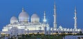 Panoramic view of Abu Dhabi Sheikh Zayed Mosque by night