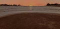 Panoramic view of Aceh beach, Alue Naga, at sunset in the west, Aceh-Indonesia Royalty Free Stock Photo