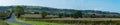 Panoramic view across English farmland on sunny autumn day