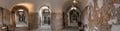 Panoramic view across multiple cellblocks at Eastern State Penitentiary historic site. Royalty Free Stock Photo