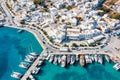 Panoramic view of Adamas or Adamantas, Milos island, Cyclades, Greece Royalty Free Stock Photo