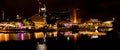 Panoramic view of the Adelaide at night overlooking the River Torrens Royalty Free Stock Photo