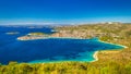 Panoramic view of Adriatic coast with The Primosten town in Croa Royalty Free Stock Photo