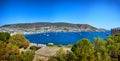 Panoramic View of Aegean sea, traditional white houses marina from Bodrum Castle, Turkey Royalty Free Stock Photo