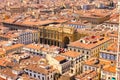 Panoramic view, aerial skyline of Florence Firenze Cathedral of Santa Maria del Fiore, Ponte Vecchio bridge over Arno River, Royalty Free Stock Photo