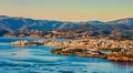 Panoramic view of Agios Nikolaos in the early morning, Crete Royalty Free Stock Photo