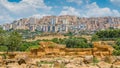 Panoramic view of Agrigento city as seen from the Valley of the Temples. Sicily, southern Italy. Royalty Free Stock Photo