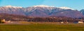 Airdrome of Sochi International Airport on background of mountains