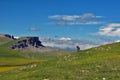 Panoramic view of the airfield with a horse meadow