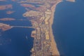 Panoramic view of airplane window, NYC, USA Royalty Free Stock Photo