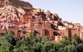 Panoramic view of Ait Benhaddou, a UNESCO world heritage site in Morocco. Kasbah, ksar.