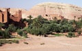 Panoramic view of Ait Benhaddou, a UNESCO world heritage site in Morocco. Kasbah, ksar.